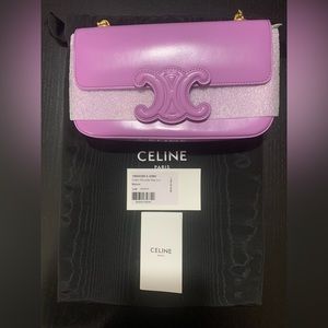 Celine Chain Shoulder Bag Cuir Triomphe